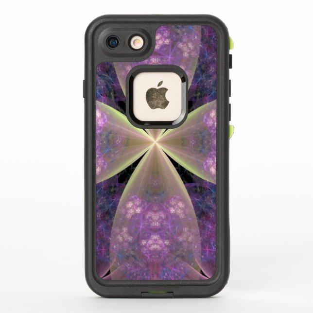 Pastel Purple Floral Cross of Christ LifeProof iPhone Case (Back)