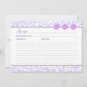 Pastel Purple Floral Recipe Card