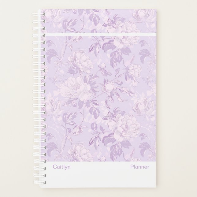 Pastel Purple Floral Small Planner (Devant)