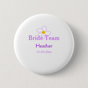 Pastel purple flower bridesmaid bride team boho mo 2 inch round button