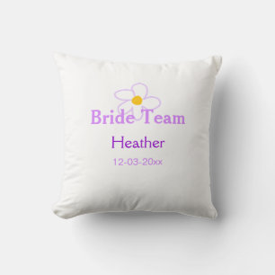 Pastel purple flower bridesmaid bride team boho mo throw pillow