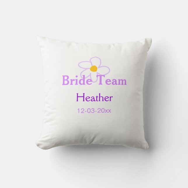 Pastel purple flower bridesmaid bride team boho mo throw pillow (Front)