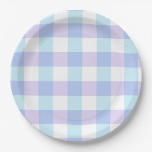 Pastel Purple Gingham Paper Plate