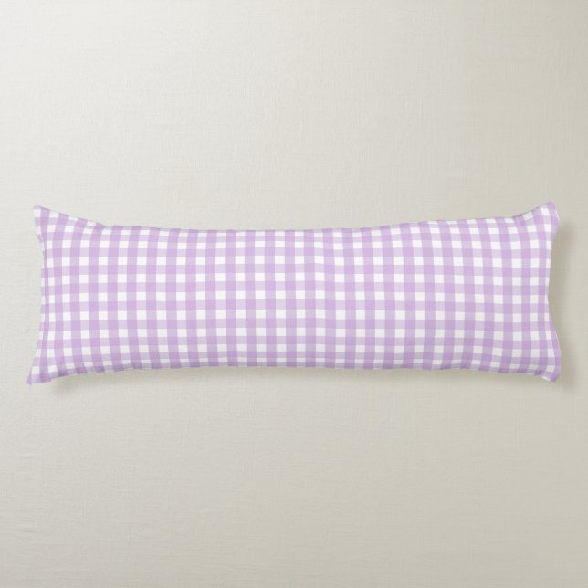 Pastel Purple Gingham Pattern Body Pillow (Front)