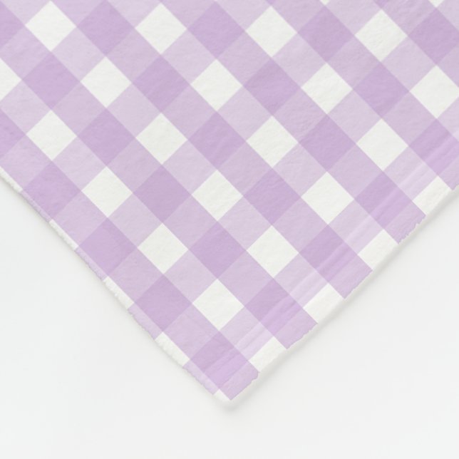 Pastel Purple Gingham Pattern Fleece Blanket (Corner)