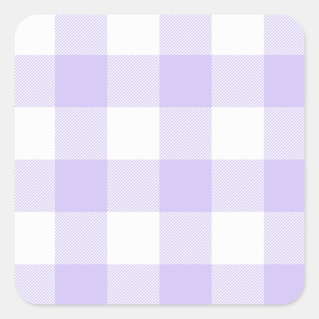 Pastel Purple Gingham Pattern Square Sticker (Front)