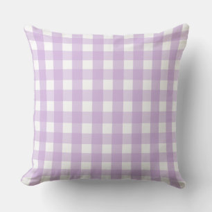 Pastel Purple Gingham Pattern Throw Pillow