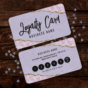 Pastel Purple Glitter With Butterflies  Loyalty Card