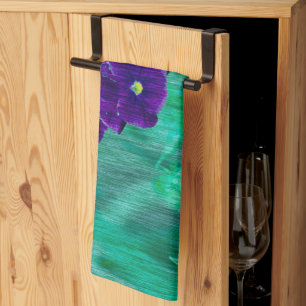 Pastel Purple Green Pansies Stylized Kitchen Towel