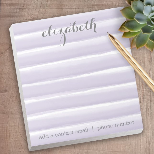 Pastel Purple & Grey Stripes Women's Office Suite Notepad (Personalized notepad - great for a gift or your home office)