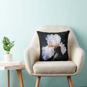 Pastel Purple Iris Blossom Throw Pillow