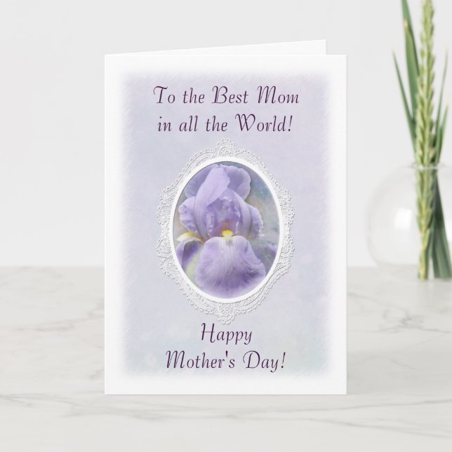 Pastel Purple Iris Carte de fête des mères (Devant)