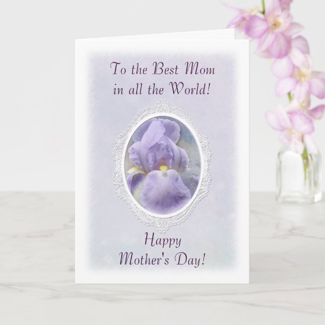 Pastel Purple Iris Carte de fête des mères (Orchidée)