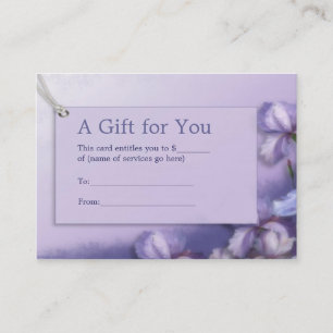 Pastel Purple Iris Floral Certificat Cadeau