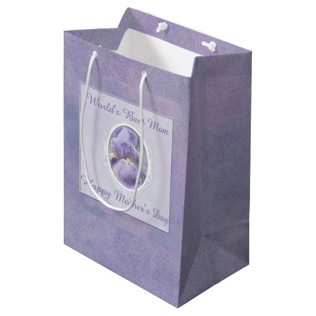 Pastel Purple Iris Mother's Day Gift Bag (Front Angled)