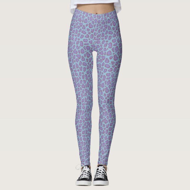 Pastel purple leopard print pattern  leggings (Front)