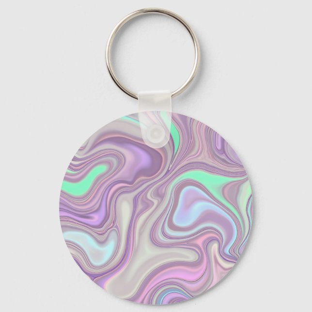 Pastel Purple Marble Swirl Pattern Keychain (Front)