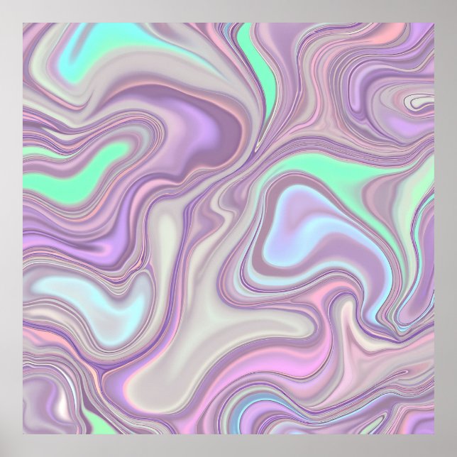 Pastel Purple Marble Swirl Pattern Poster (Front)
