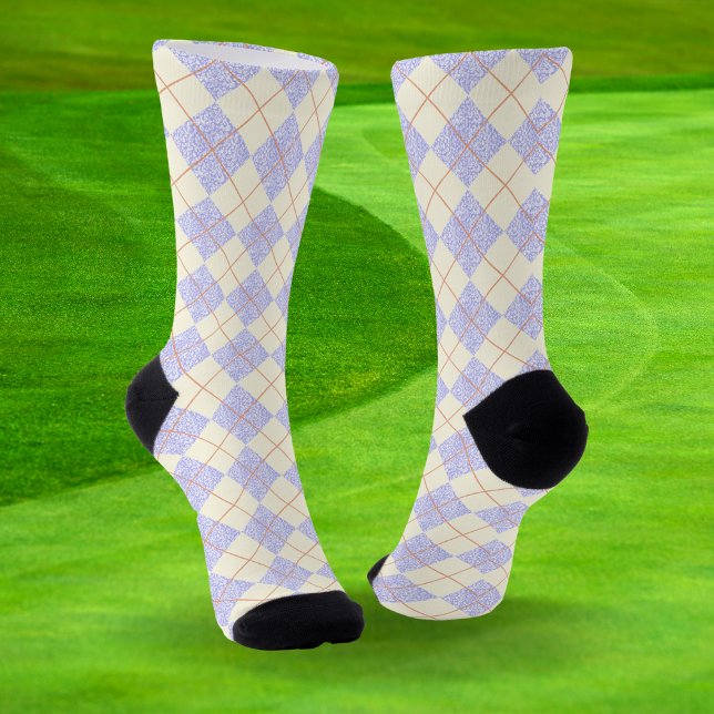 Pastel Purple On Yellow Diamonds Argyle Pattern  Socks (Creator Uploaded)