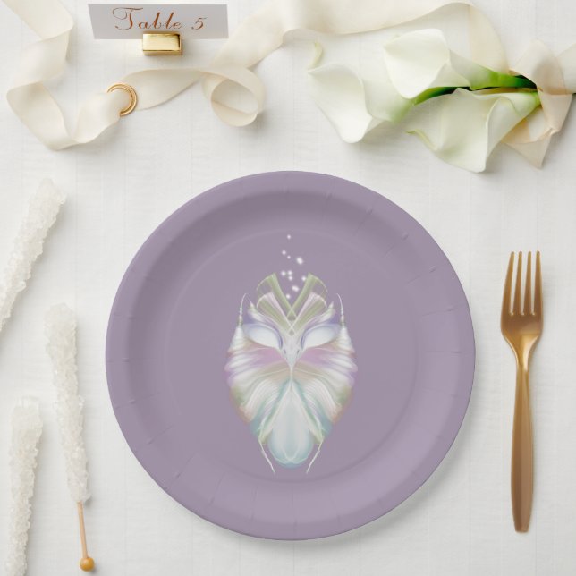 Pastel Purple Oracle Owl Paper Plate (Wedding)