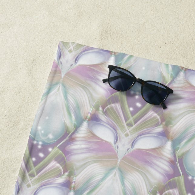 Pastel Purple Oracle Owl Pattern Beach Towel (In Situ)