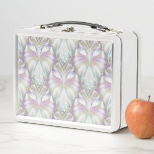 Pastel Purple Oracle Owl Pattern Metal Lunch Box