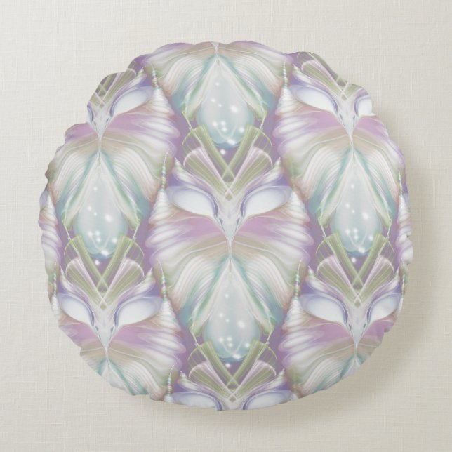 Pastel Purple Oracle Owl Pattern Round Pillow (Front)