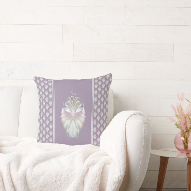 Pastel Purple Oracle Owl Throw Pillow (Couch)