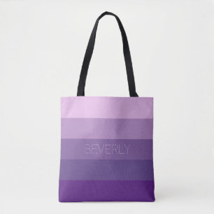Pastel Purple Pink 5 Colours Name Personalized Tot Tote Bag