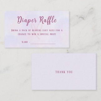 Pastel Purple Pink Baby Shower Diaper Raffle Enclosure Card