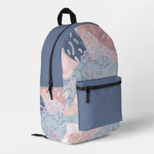 Pastel Purple Pink Blue Wavy Pattern Printed Backpack