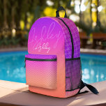 Pastel Purple Pink Coral Ombre - huge monogram Printed Backpack<br><div class="desc">A colourful pastel gradient with shades of purple, pink and coral. A huge name is on the front. It includes a houndstooth and chevron pattern. You can add a name, monogram or other custom text. If you need to move the art around, click on the customize button to make changes....</div>