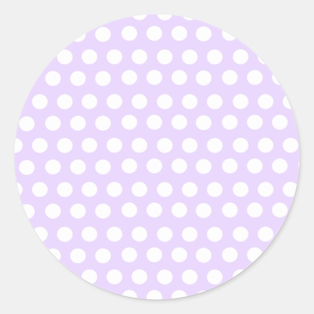Pastel Purple Polka Dots Classic Round Sticker (Front)