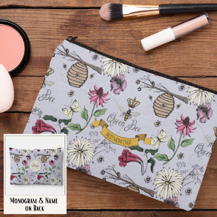 Pastel Purple Queen Bee & Gold Crown Best Mom Ever Accessory Pouch