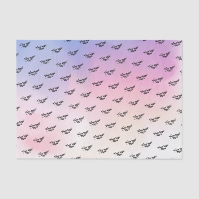 Pastel Purple Rainbow Gradient Logo Repeat Pattern Tissue Paper (Front)