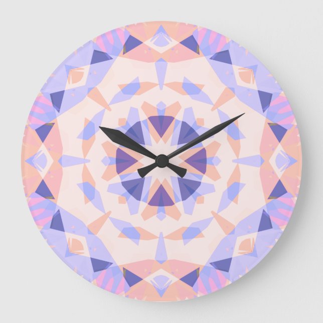 Pastel Purple Soft Peach Pink Star Dopamine Decor Large Clock (Front)