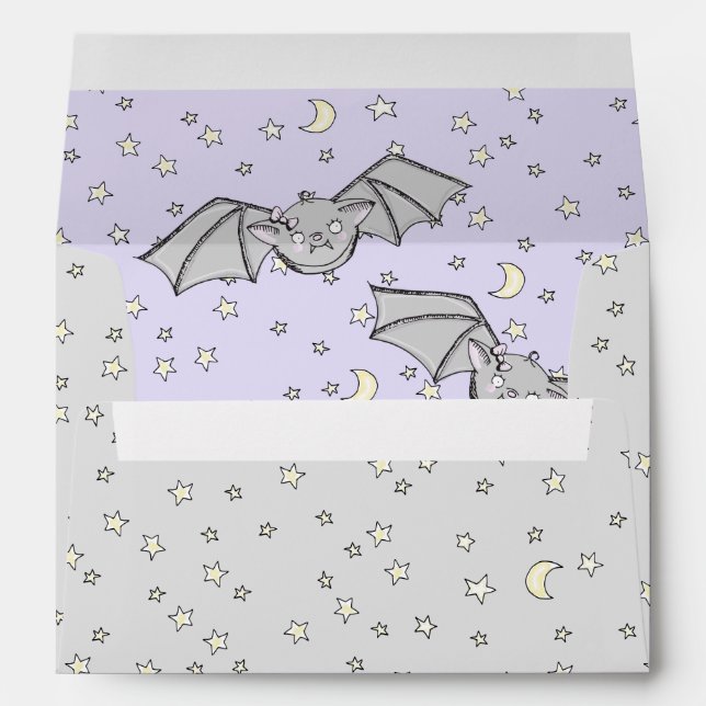 Pastel Purple Spooky Cute Bats Envelopes (Back (Bottom))