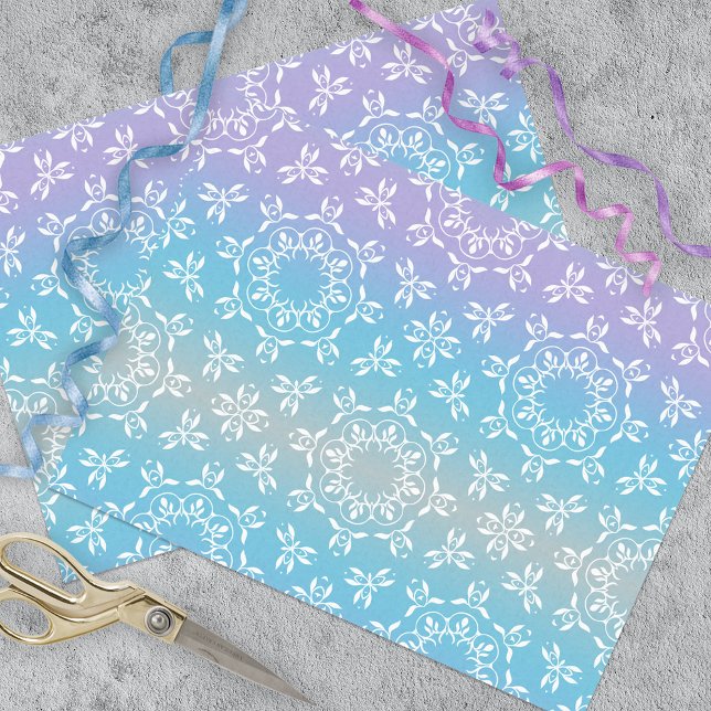 Pastel Purple Teal Ombre Iridescent Elegant Ornate Tissue Paper (Creator Uploaded)