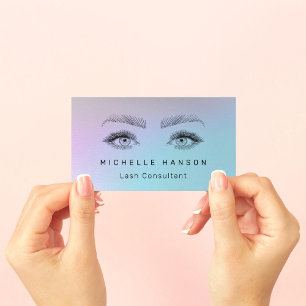 Pastel Purple Turquoise sketched Eyes Lashes Business Card