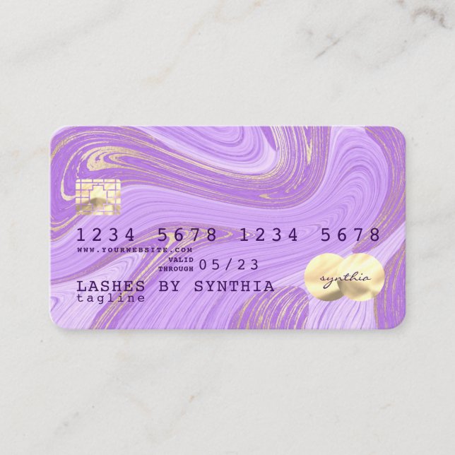 pastel purple violet lavender marble Credit Card (Front)