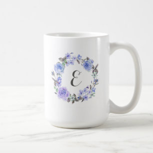Pastel Purple Watercolor Floral   Monogram Coffee Mug