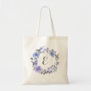 Pastel Purple Watercolor Floral Monogram Tote Bag