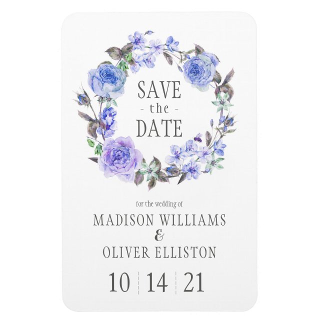 Pastel Purple Watercolor Floral  | Save the Date Magnet (Vertical)