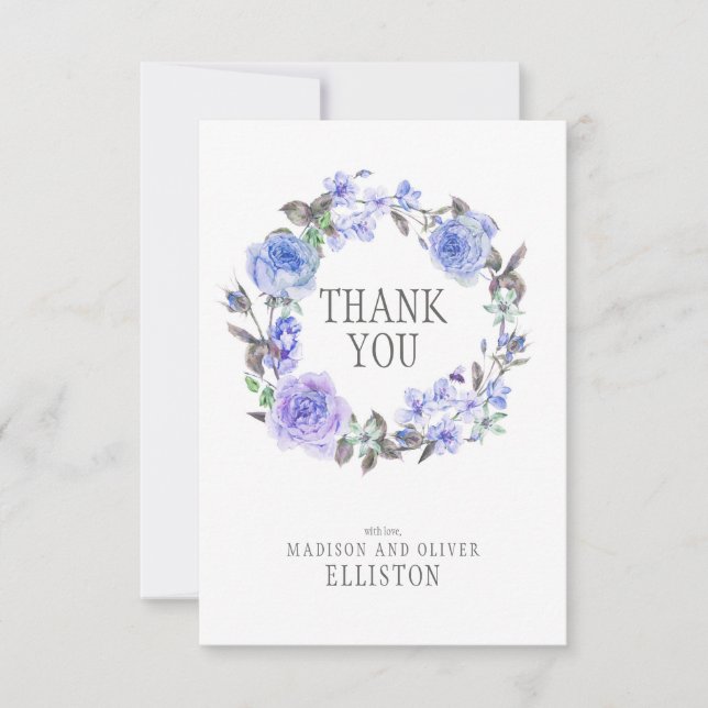 Pastel Purple Watercolor Floral  | Thank You (Front)