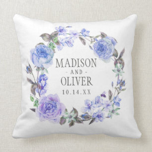 Pastel Purple Watercolor Floral   Wedding Throw Pillow
