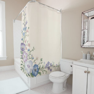 Pastel Purple, White & Blue Botanical Floral Print