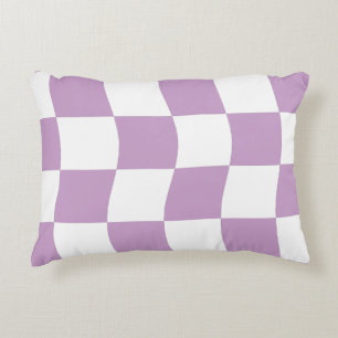 Pastel Purple White Chequered Pattern  Accent Pillow