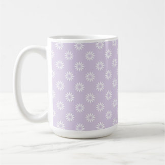 PASTEL PURPLE WITH ROWS OF WHITE FLOWERS COFFEE MUG