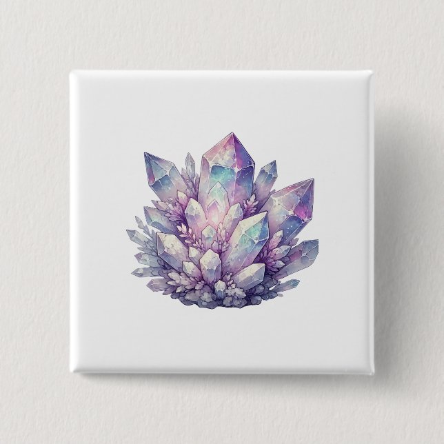 Pastel Quartz Cluster 2 Inch Square Button (Front)