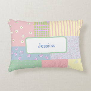 Pastel Quilt Accent Pillow